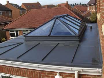 Mr & Mrs H. West Didsbury - Installtion of Sarnafil Roof covering with Lead Can look. Rooflight and windows. Rooflight - HWL Thermally broken roof stem double glazed with Celsius one - Ral to match roof covering 